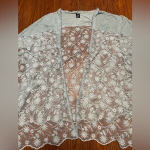 Lace Cardigan Kimono Boho Duster Top Women’s Large L Coverup Floral